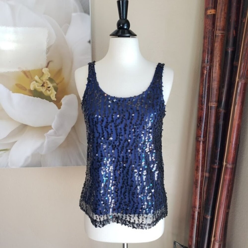 Laundry by Shelli ~ Blue Sequin Top ~ Size XS